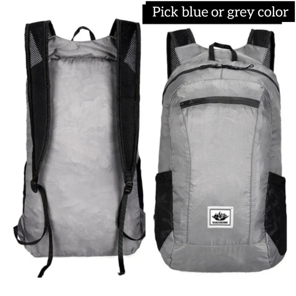Brand new travel bag in grey, fold down into hand size carrier backpack 2 colors - Picture 5 of 7